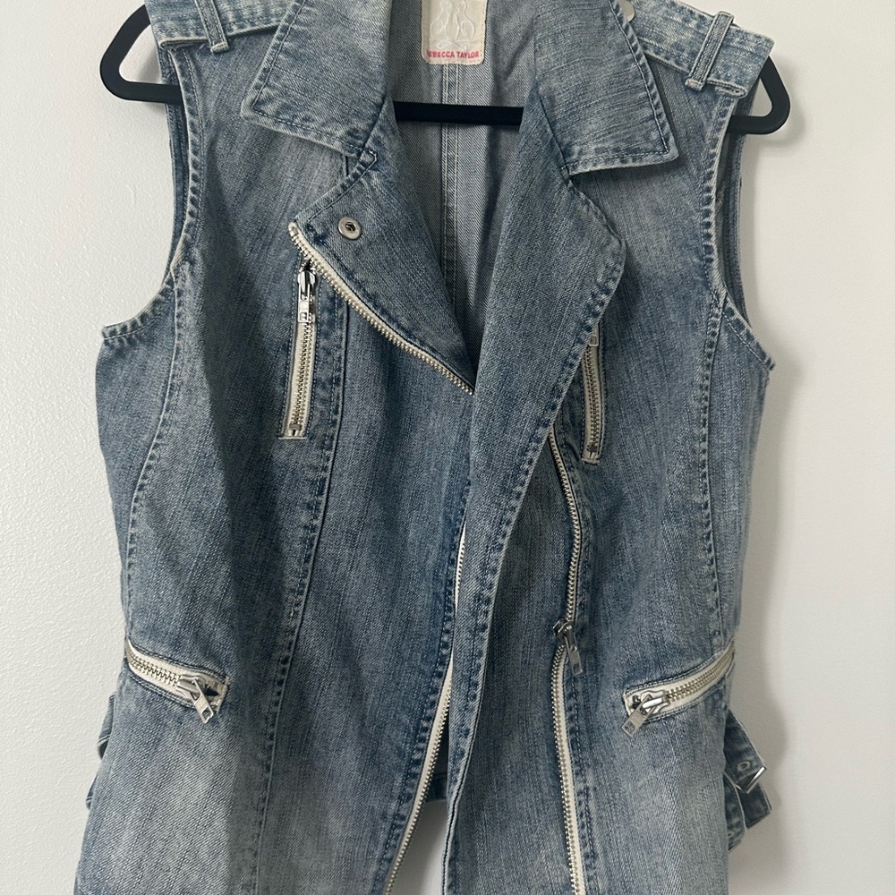 Rebecca Taylor Blue Moto Denim Vest